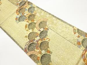 青海波に桜・草花模様織出し袋帯